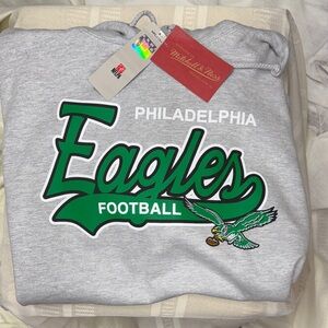 Philadelphia Eagles Football Mitchell & Ness Gray Hoodie L NWT